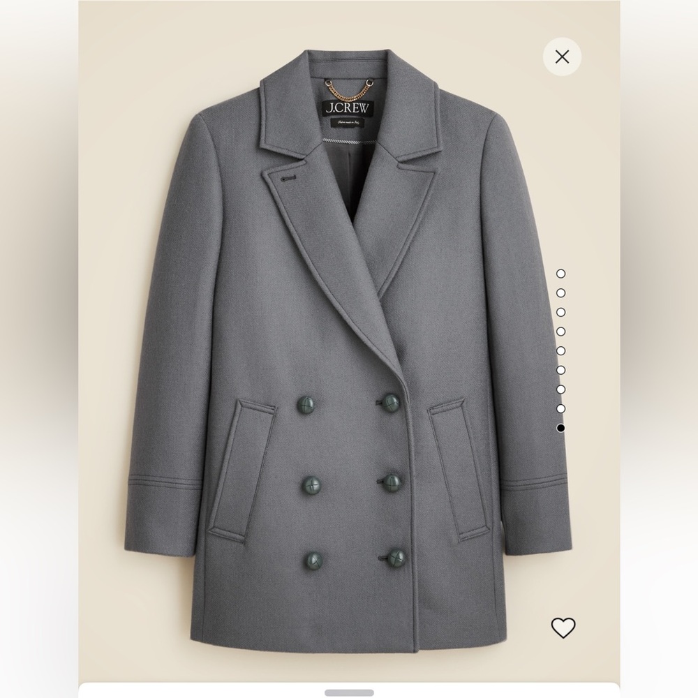 NWT J Crew pea coat grey size 2